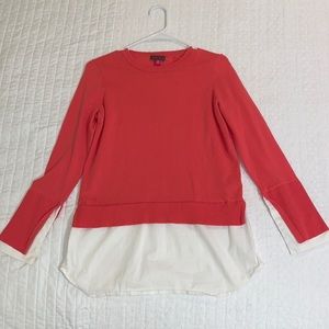 XS Vince Camuto Pink and white long sleeve top. Great for office. Cotton Mix